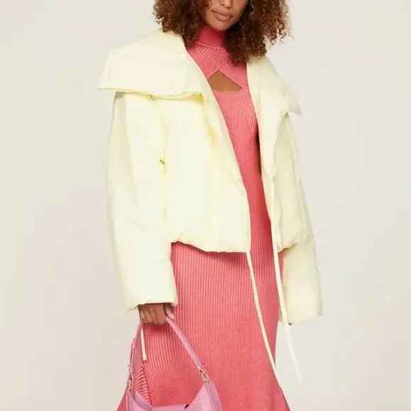 3.1 Phillip Lim Duvet Puffer Jacket Insulated Outdoor Winter Pastel Yellow M - Picture 2 of 11